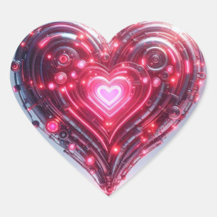 Modern Futuristic Glowing Pink Heart  Sticker