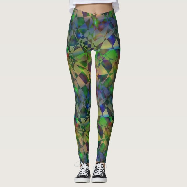 Modern Futuristic Shattered Light Ombre Gradient Leggings (Front)