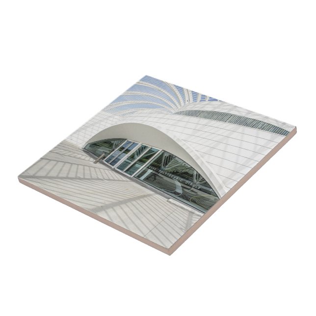 Modern futuristic white building ceramic tile (Side)