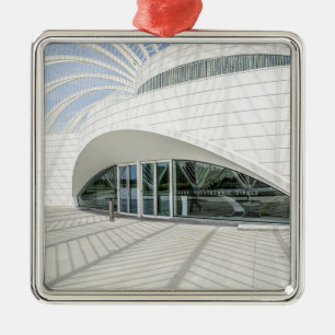 Modern futuristic white building metal ornament