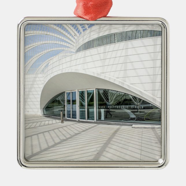 Modern futuristic white building metal ornament (Front)