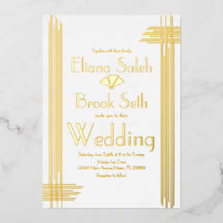 Modern Gabsty Art Deco Gold Wedding Pressed   Foil