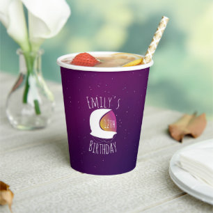 Modern Galaxy Astronaut Birthday Party Paper Cups