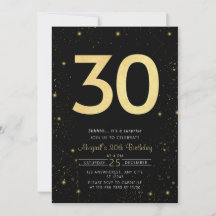 Modern Galaxy Black and Gold 30th Birthday Party