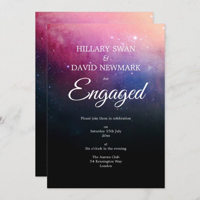 Modern Galaxy Engagement Invitation (Front/Back)
