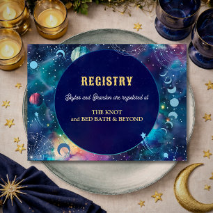 Modern galaxy space moon phases celestial wedding enclosure card
