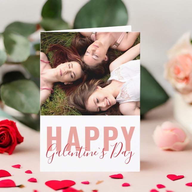 Modern Galentine`s Day Friends Photo Valentine`s  Holiday Card (Creator Uploaded)