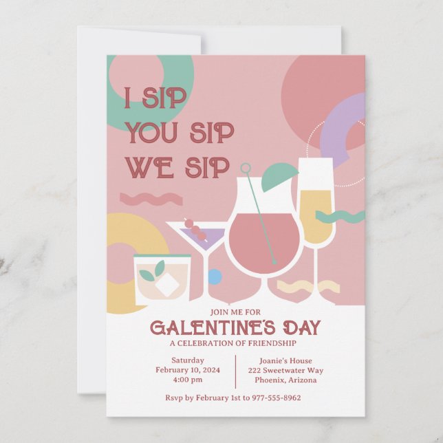 Modern Galentine's Day Party Invitation (Front)