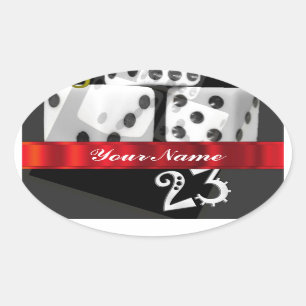 Modern gambling dice oval sticker