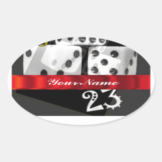 Modern gambling dice oval sticker