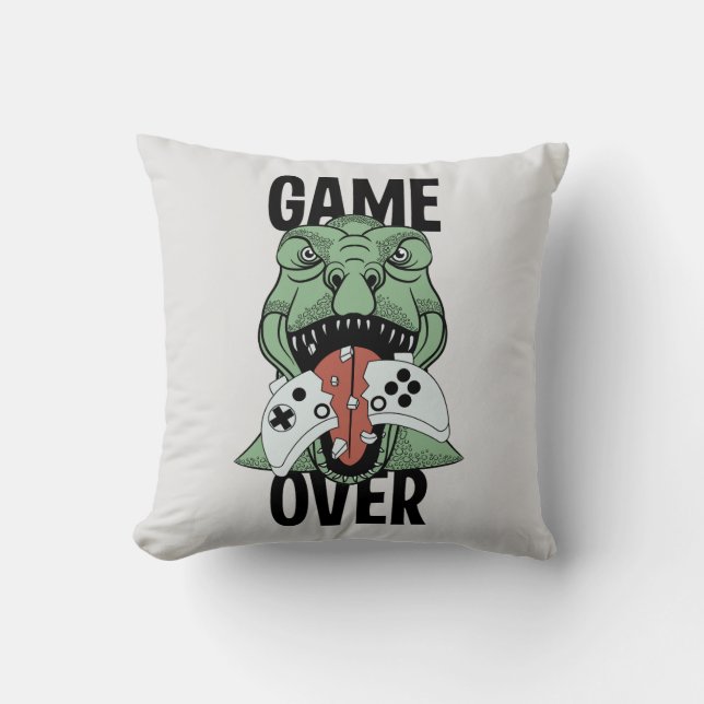 Modern Game Over T-Rex Dinosaur Video Gamers' Cushion (Front)