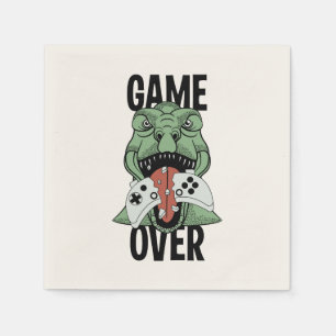 Modern Game Over T-Rex Dinosaur Video Gamers' Napkin