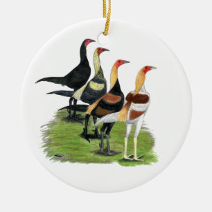 Modern Game Quartet Ceramic Ornament