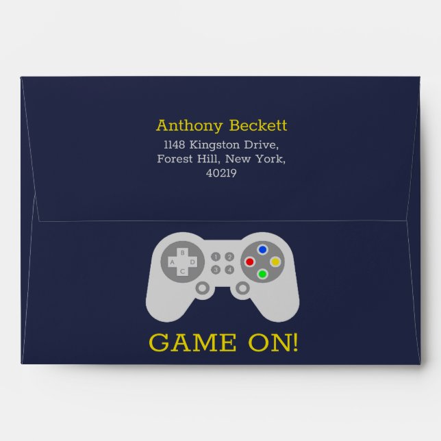Modern Gamer Any Age Birthday Envelope (Back (Top Flap))