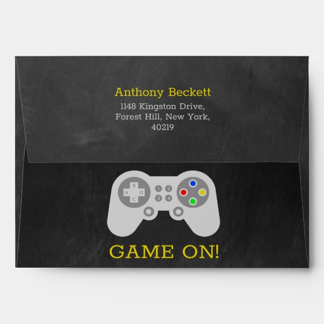 Modern Gamer Any Age Birthday Envelope (Back (Top Flap))