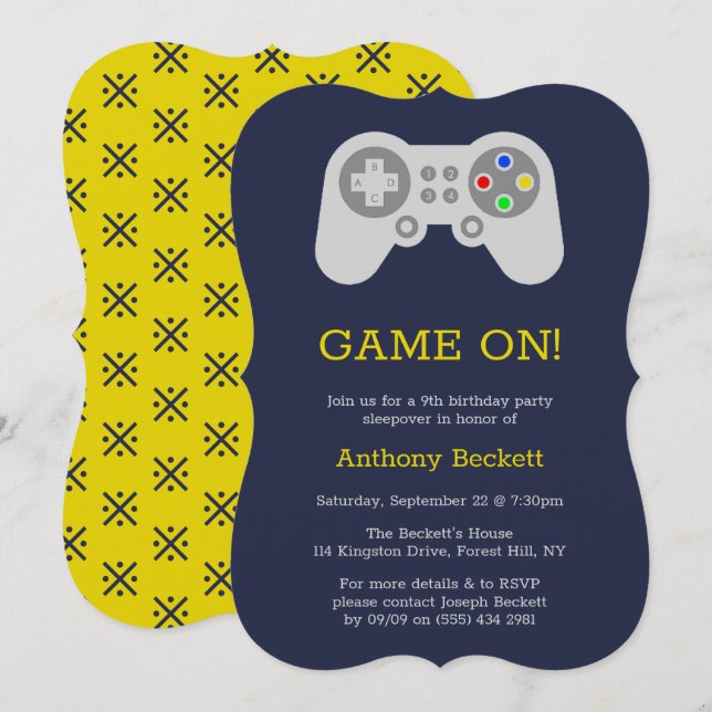 Modern Gamer Any Age Birthday Invitation (Front/Back)