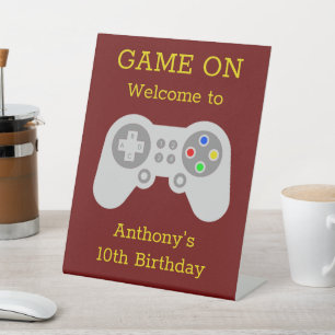 Modern Gamer Any Age Birthday Party Welcome Pedestal Sign