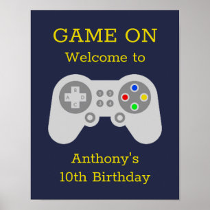 Modern Gamer Any Age Birthday Party Welcome Poster