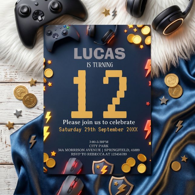Modern Gaming Birthday Theme Invitation (Creator Uploaded)