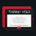 MODERN GAMING THANKS Bar Mitzvah cool black red Thank You Card<br><div class="desc">by kat massard >>> www.simplysweetPAPERIE.com <<< A simple design for your THANK YOU FLAT CARDS - to match your main invitations. Love the design, but would like to see some changes - another colour scheme, product, add a photo or adapted for a different occasion - no worries simply contact me,...</div>