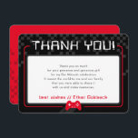 MODERN GAMING THANKS Bar Mitzvah cool black red Thank You Card<br><div class="desc">by kat massard >>> www.simplysweetPAPERIE.com <<< A simple design for your THANK YOU FLAT CARDS - to match your main invitations. Love the design, but would like to see some changes - another colour scheme, product, add a photo or adapted for a different occasion - no worries simply contact me,...</div>