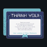 MODERN GAMING THANKS Bar Mitzvah navy aqua blue Thank You Card<br><div class="desc">by kat massard >>> www.simplysweetPAPERIE.com <<< A simple design for your THANK YOU FLAT CARDS - to match your main invitations. Love the design, but would like to see some changes - another colour scheme, product, add a photo or adapted for a different occasion - no worries simply contact me,...</div>