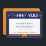 MODERN GAMING THANKS Bar Mitzvah navy blue orange Thank You Card<br><div class="desc">by kat massard >>> www.simplysweetPAPERIE.com <<< A simple design for your THANK YOU FLAT CARDS - to match your main invitations. Love the design, but would like to see some changes - another colour scheme, product, add a photo or adapted for a different occasion - no worries simply contact me,...</div>