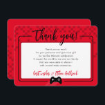 MODERN GAMING THANKS Bar Mitzvah red black Thank You Card<br><div class="desc">by kat massard >>> www.simplysweetPAPERIE.com <<< A simple design for your THANK YOU FLAT CARDS - to match your main invitations. Love the design, but would like to see some changes - another colour scheme, product, add a photo or adapted for a different occasion - no worries simply contact me,...</div>