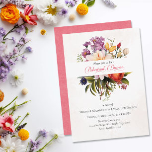 Modern Garden Blooms Rehearsal Dinner Invitation