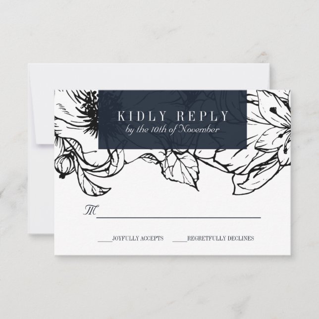 Modern Garden | Blue | Floral wedding RSVP Card (Front)