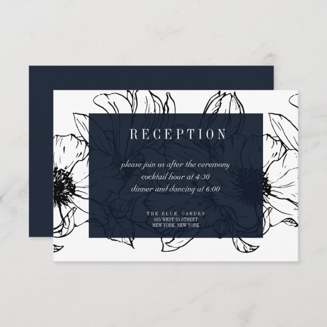 Modern Garden | Blue | Floral wedding RSVP Invitation (Front/Back)
