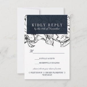 Modern Garden   Blue  wedding Meal Choice RSVP