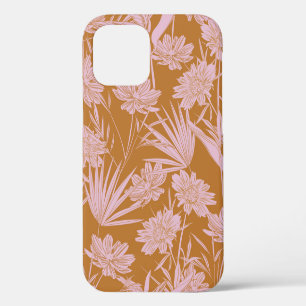 Modern garden flower monotone retro mood seamless iPhone 12 case