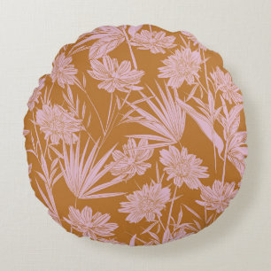 Modern garden flower monotone retro mood seamless round cushion