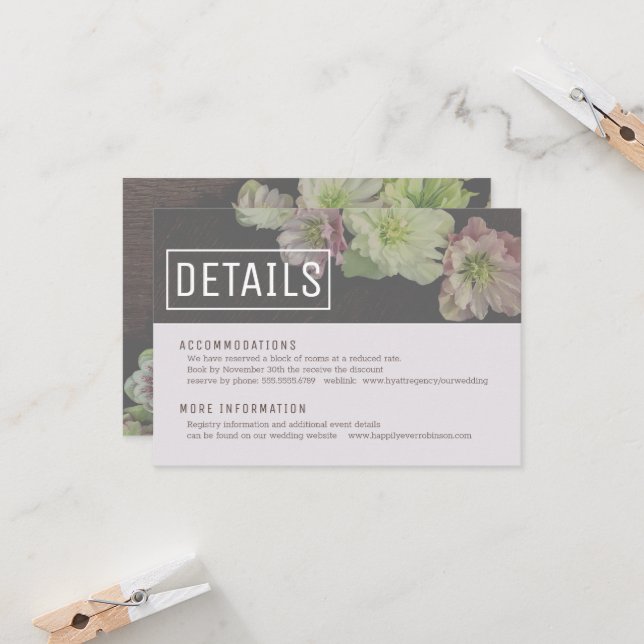 MODERN Garden Hellebore Details Enclosure Card (Front/Back In Situ)