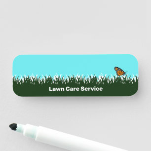 Modern Garden Service Lawn Silhouette Dry Erase Name Tag