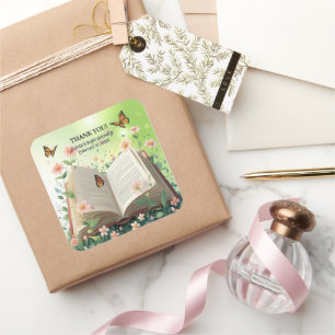 Modern Garden Storybook Floral Baby Shower Square Sticker
