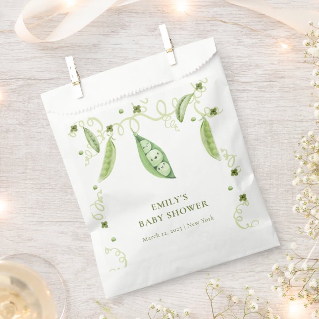 Modern Garden Sweet Pea In Pod Baby Shower  Favour Bag (Clipped)