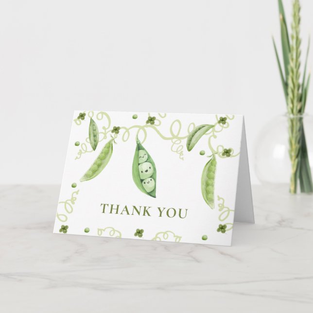 Modern Garden Sweet Pea In Pod Baby Shower  Thank You Card (Front)