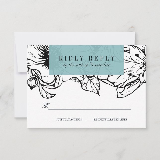 Modern Garden | Turquoise | Floral wedding RSVP Card (Front)