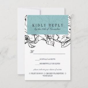 Modern Garden Turquoise wedding Meal Choice RSVP Card