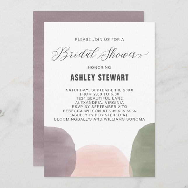 Modern Garden Watercolor Bridal Shower Invitation (Front/Back)