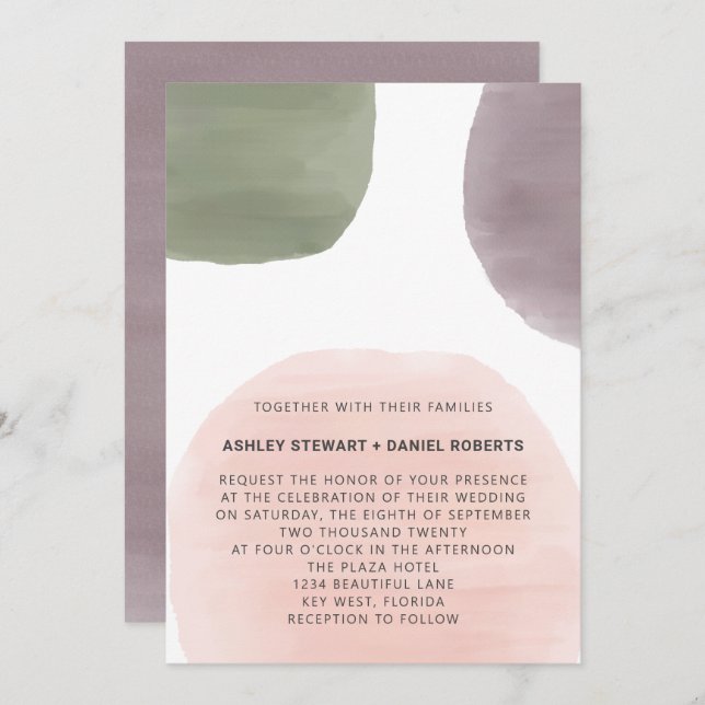 Modern Garden Watercolor Wedding Invitation (Front/Back)