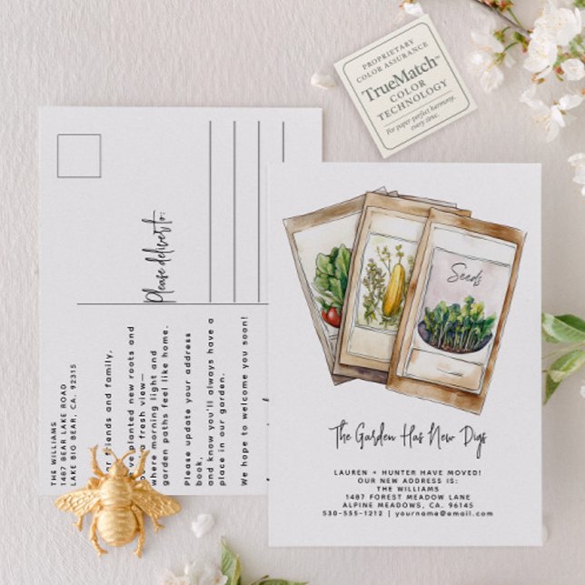 Modern Garden We've Moved Elegant Watercolor Announcement Postcard (Creator Uploaded)