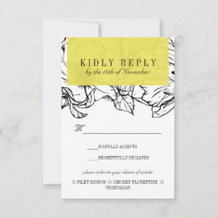 Modern Garden   Yellow wedding Meal Choice RSVP