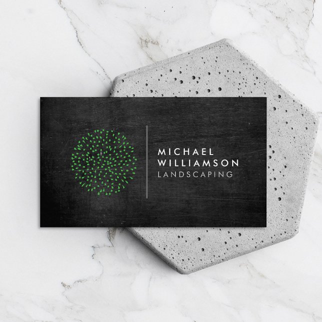 Modern Gardener Landscaping Shrub Logo Black Wood Business Card (Creator Uploaded)
