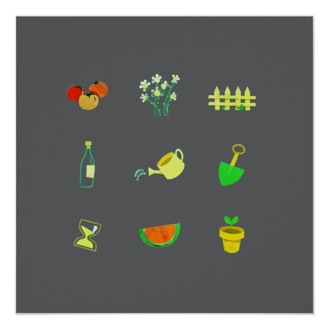 Modern gardening poster on dark gray background (Front)