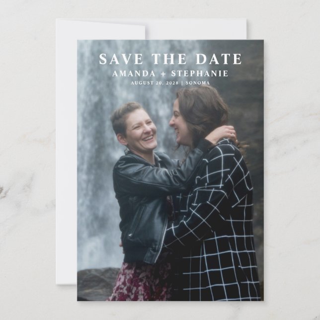 Modern Gay Couple Photo Save the date Invitation (Front)