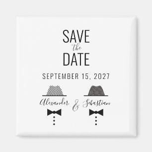 Modern Gay Wedding Save The Date Invitation Magnet