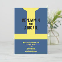 Modern Geek Nerd Gamer Blue Gold Vault Invitation